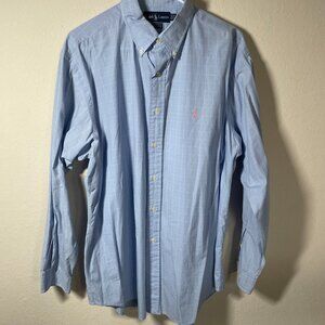 Ralph Lauren Yarmouth 100% Cotton Button Down Shirt Men's Size 16 1/2 34/35 Blue